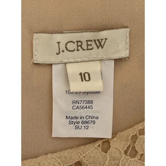 J. Crew Champagne Lace Sleeveless Mini Tiered Dress Size 10 - Picture 3 of 12